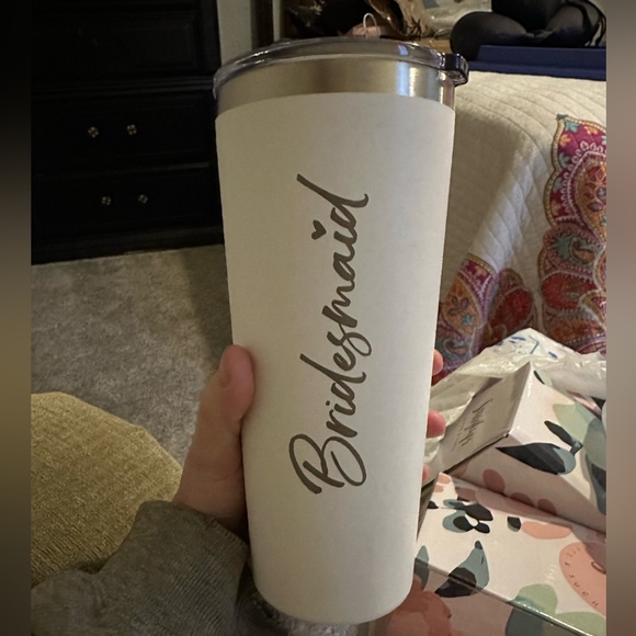 Four Bridesmaid Tumbler Engraved Vacuum Insulated Stainless Steel Cup with Straw - Picture 2 of 5
